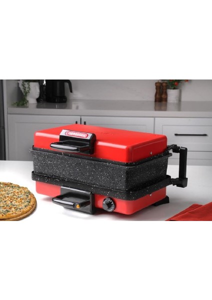 Çok Amaçlı Lahmacun Bazlama Izgara Tost Kombinasyonu, Kırmızı