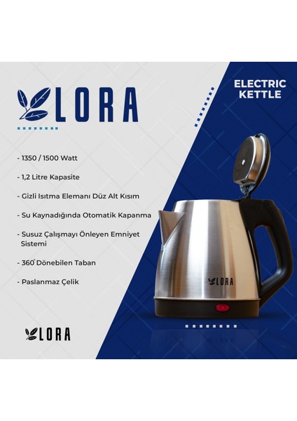 Bordo 1.2l Otel Tipi Elektrikli Kettle, Şık ve Pratik Kullanım Için Tasarlandı indirimleri