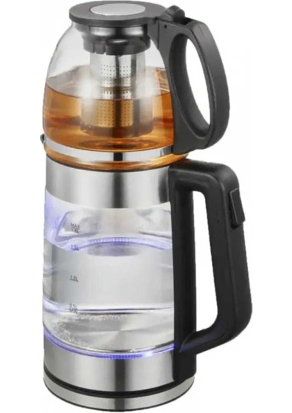 Gri 2l Cam Çaycı Kettle, Filtreli, Sıcak Tutma Özelliği Yok, Dayanıklı ve Şık Tasarım indirimleri