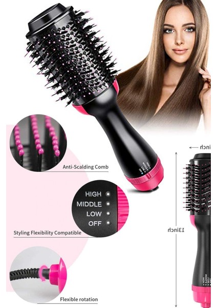 Kurutmalı Elektrikli Çok Amaçlı Saç Şekillendirme Fırçası Siyah fiyatları