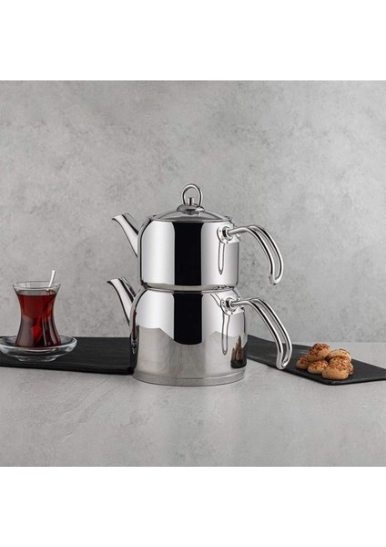 Mini Paslanmaz Çaydanlık Seti, Renkli ve Şık Tasarım, 0.8-1.6 Lt. Kapasite