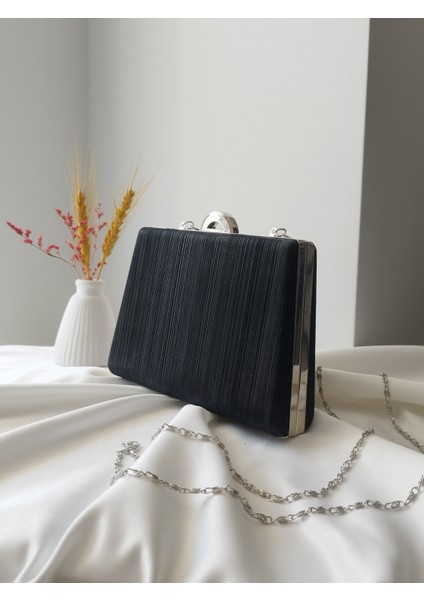 Simli Model Siyah Kadın Düğün, Nişan, Clutch, Abiye Çanta modelleri