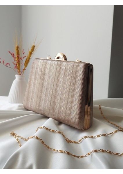 Simli Model Rose Altın Kadın Düğün, Nişan, Clutch, Abiye Çanta fırsatları