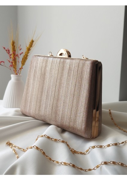 Simli Model Rose Altın Kadın Düğün, Nişan, Clutch, Abiye Çanta indirimleri