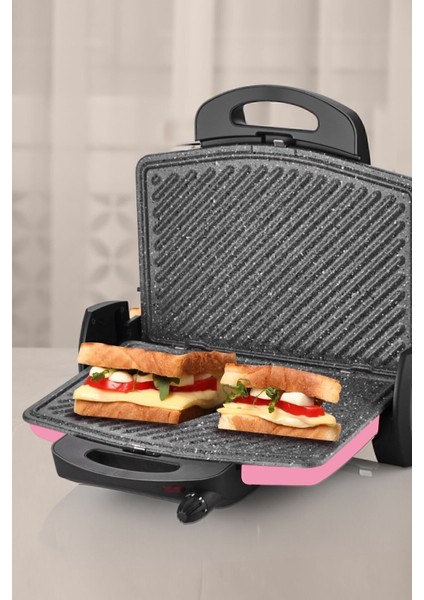 Pembe Granit Tost ve Izgara Makinesi, 5 Kademe Ayar, Çıkarılabilir Plakalar indirimleri