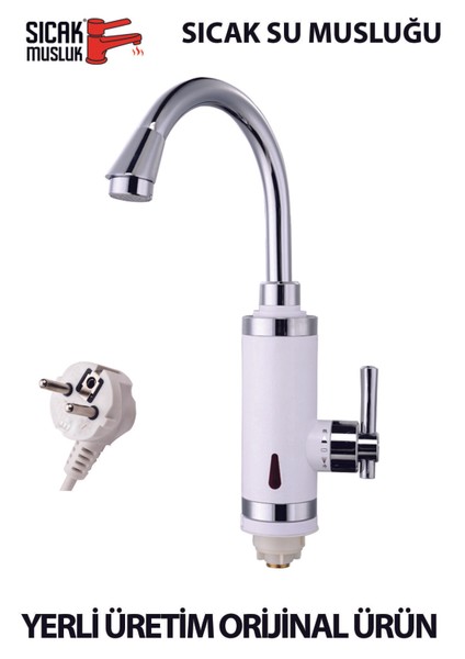 Beyaz Elektrikli Ani Su Isıtıcı, Pratik ve Güçlü Termal Musluk