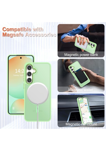 Samsung Galaxy S25 Uyumlu Ekran Koruyuculu Kılıf Magsafe Sarj Destekli Kamera Çıkıntılı Mat Kapak