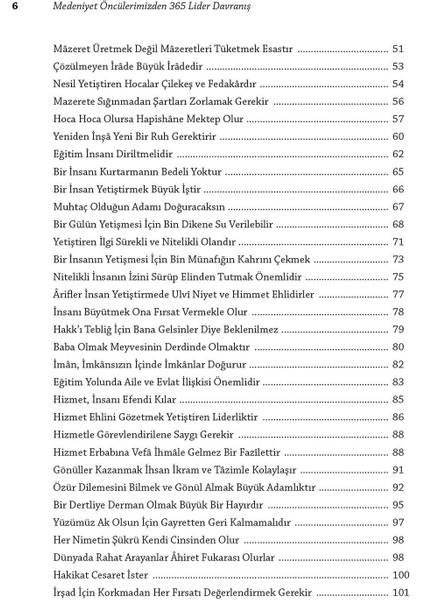 Medeniyet Öncülerimizden 365 Lider Davranış fırsatları