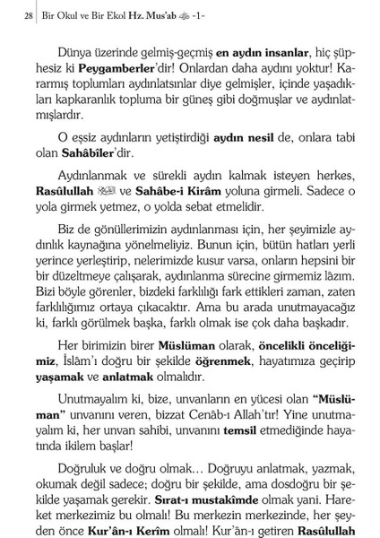 Bir Okul ve Bir Ekol Hz. Musab - Adem Saraç