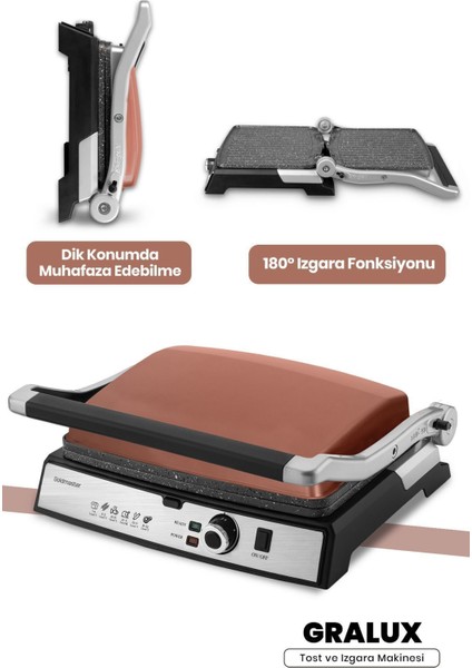 Paslanmaz Çelik 2000W Granit Tost ve Izgara Makinesi, Çıkarılabilir Plakalar indirimleri