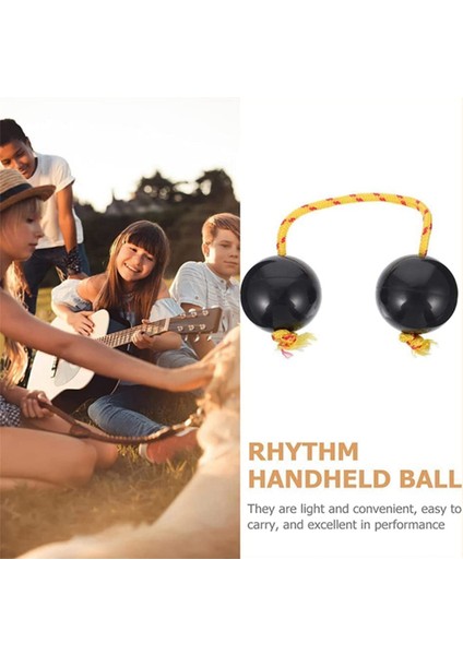 2x Ritmik Top Yumurta Çalkalayıcı Çift Kabak Perküsyonu Kashaka Enstrümanı Müzikal Top Davul Topu Çalkalayıcı Çıngırak Siyah (Yurt Dışından)