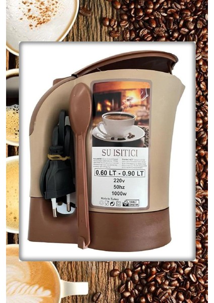 Küçük Elektrikli Su Isıtıcı ve Kahve Makinesi, Pratik Kullanım, Kahverengi Renk