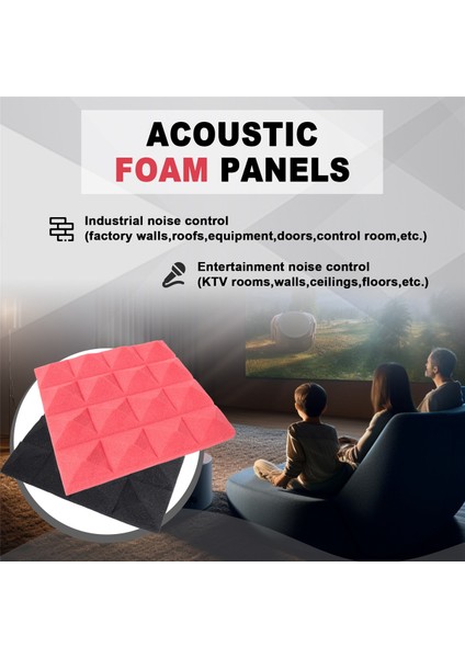 Kömür Akustik Köpük Fayans Ses Yalıtımı Köpük Panelleri Stüdyo Ses Dolgu 2 x 10 x 10 Inç (Siyah+Kırmızı) (Yurt Dışından) indirimleri