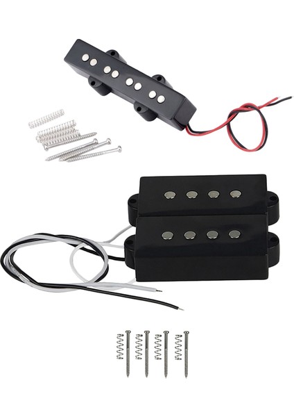 1 Set Pb P Bas Pickup 4 String P Bas Gitar Parçası ve 1 Set Pro Electric Bass Açık Tipi Noiseless Köprü Alma 4 String Caz Bas Jb Style Siyah 95X18 3mm (Yurt Dışından)