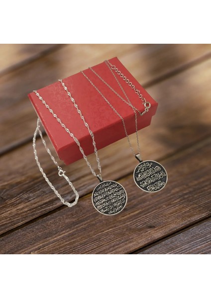 925 Ayar Gümüş Ayetel Kürsi dualı ve Nazar dualı Kolye modelleri