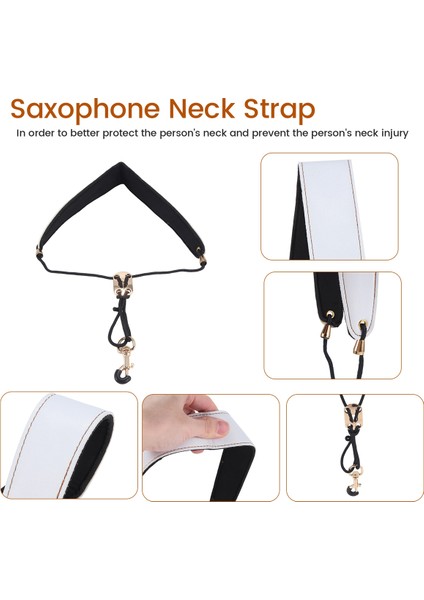 Saksafon Boyun Kayışı Alto Saksafon Boyun Kayışı Klarnet Boyun Kayışı Beyaz+Siyah (Yurt Dışından) indirimleri