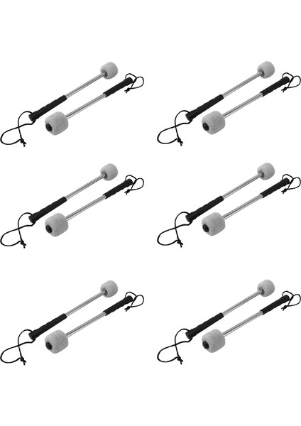 12PCS Bas Davul Kırpısı Keçe Baş Perküsyon Tokmak Timpani Sopa Paslanmaz Çelik Saplı Beyaz (Yurt Dışından)