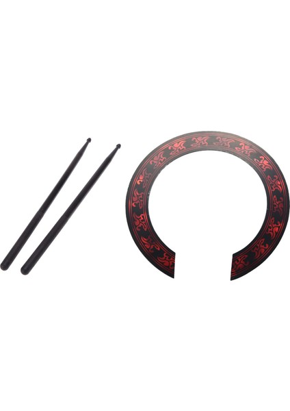 2x 5A Naylon Davul Çubukları Davul Seti ve 1 Adet Ses Deliği Rozet Çıkartması Kırmızı Desenli (Yurt Dışından)