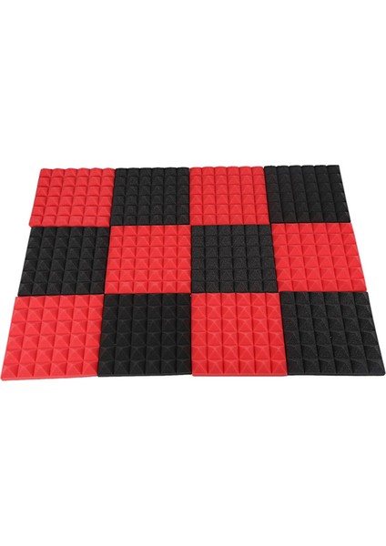 24X Kömür Akustik Köpük Fayans Ses Yalıtımı Köpük Panelleri Studio Ses Dolgusu 2 x 10 x 10 Inç (Siyah+Kırmızı) (Yurt Dışından) fiyatları