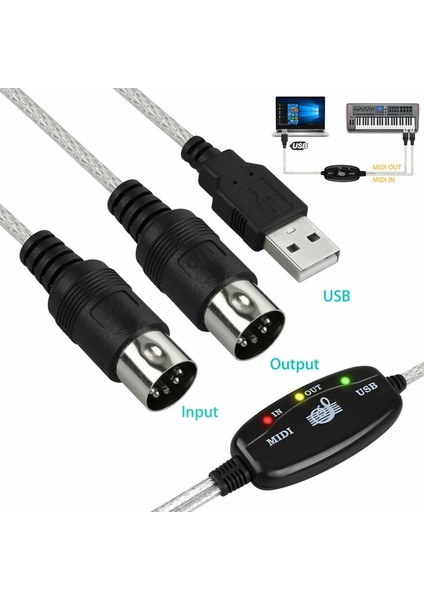 2x Mıdı - USB Kablo Dönüştürücü Konnektör Pc Synthezizatörden Müzik Klavye Adaptörü Ev Müzik Stüdyosu (Yurt Dışından) modelleri