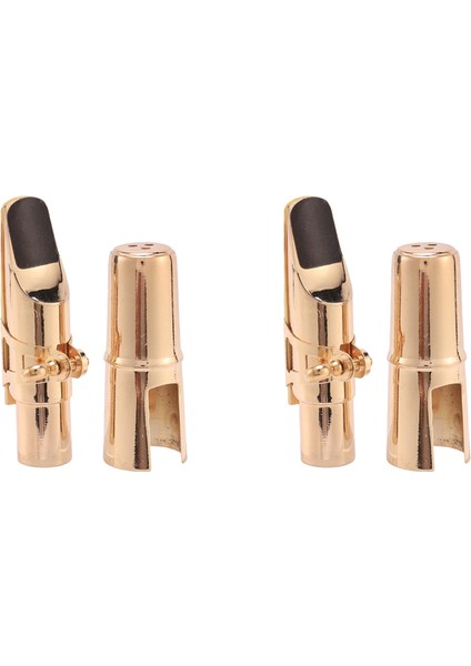 2x Altın Alto Sax Saksafon Ağızlık Kapak ve Ligatür Müzik Aletleri Parçaları (Yurt Dışından)