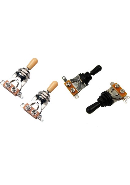 4x Metrik 3 Yolu Kısa Düz Gitar Pikap Seçicisi Geçiş Anahtarı Knob Gümüş ve Bej ve Gümüş ve Siyah (Yurt Dışından)