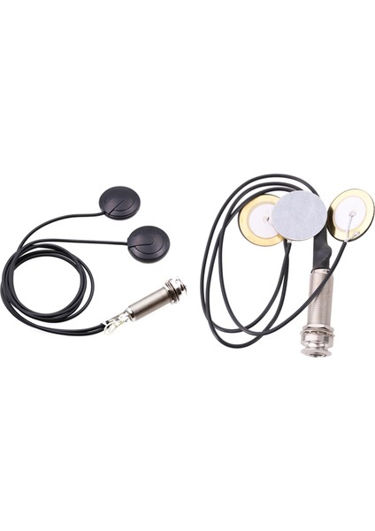Piezo Kontakt Mikrofon 3 Dönüştürücü Pikaplar ve 21 Inç Tel Uzunluğu 1/4 Inç Çıkış Jakı 2&#39 De 1 Piezo Pikap Diski (Yurt Dışından)