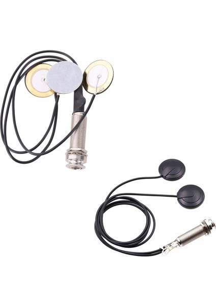 Piezo Kontakt Mikrofon 3 Dönüştürücü Pikaplar ve 21 Inç Tel Uzunluğu 1/4 Inç Çıkış Jakı 2&#39 De 1 Piezo Pikap Diski (Yurt Dışından) indirimleri