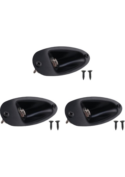 3x Siyah Tekne Tarzı 1/4inch Gitar Pikap Çıkışı Giriş Fd Strat Gitar Için Jack Fiş Soketi (Yurt Dışından)