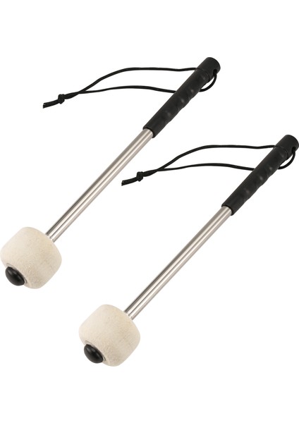 2 Adet 12 5 Inç Bas Çelik Davul Tokter Paslanmaz Çelik Saplı Yün Keçe Davul Çubukları Kayma Önleyici Yün Davul Tokmak (Yurt Dışından)