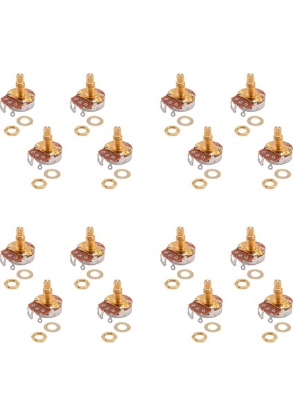 Şaft Tam Metrik Boyutlu Kontrol Potları A500K Sesli Konik Potansiyometreler Elektro Gitar Bas Için Pot (16 Set) (Yurt Dışından)