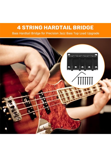 4 String Vintage Style Bas Hardtail Köprüsü Hassas Caz Bas Üst Yük Yükseltme Siyah (Yurt Dışından) fırsatları