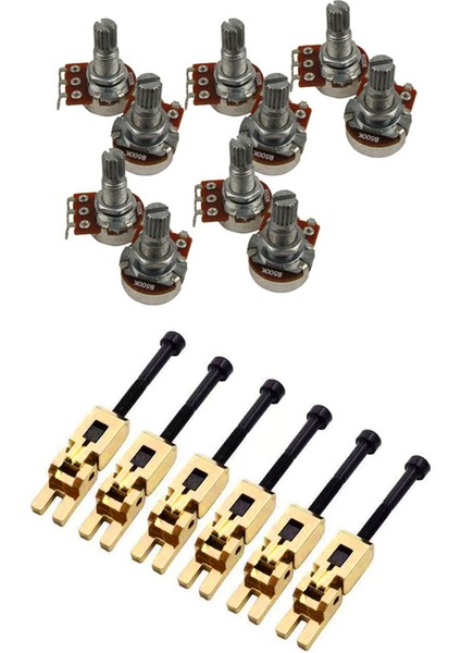 10 Adet Tencere B500K Gitar Bas Parçaları Için 6pcs Çift Kilitleme Sistemi Floyd-Rose Için Kilitli Eyerler (Yurt Dışından)