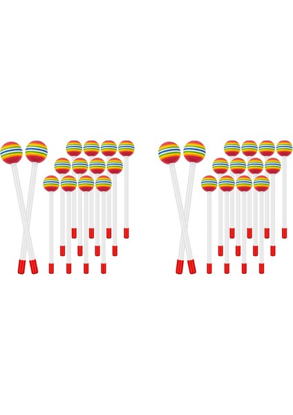 28 Pcs Lollıpop Drum Mallet Çuvarlar Yuvarlak Gökkuşağı Çekiç Perküsyon Çubukları Çocuklar Için Plastik Dumsallar Çocuk Mallet (Yurt Dışından)