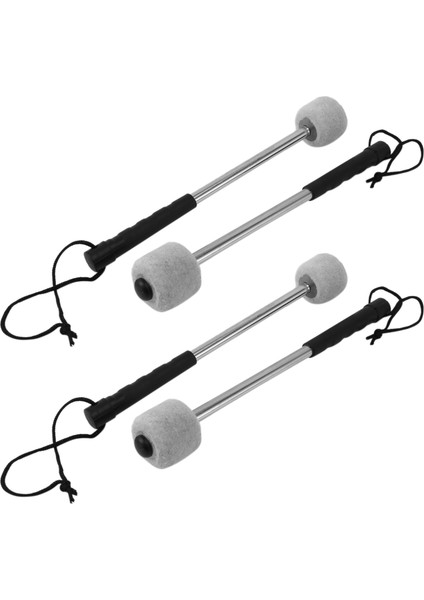 4pcs Bas Davul Kırpısı Keçe Baş Perküsyon Tokmak Timpani Sopa Paslanmaz Çelik Saplı Beyaz (Yurt Dışından)