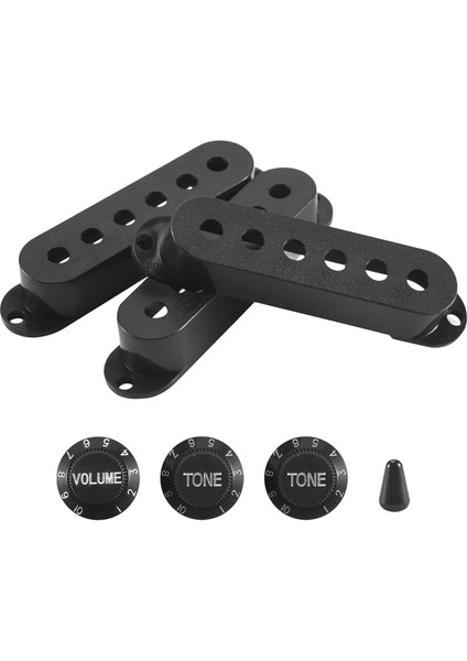 3pcs Dayanıklı Gitar Pikap Kapağı Hacim Tonu Düğmeleri Anahtar Ipucu Seti Siyah (Yurt Dışından)