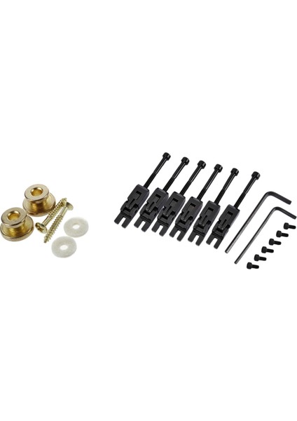 2pcs Montaj Vidalı Altın Kayış Düğmesi ve 6x Metal Gitar Kilitli Dize Floyd-Rose Tremolo Köprü Parçaları Için Saddles (Yurt Dışından)