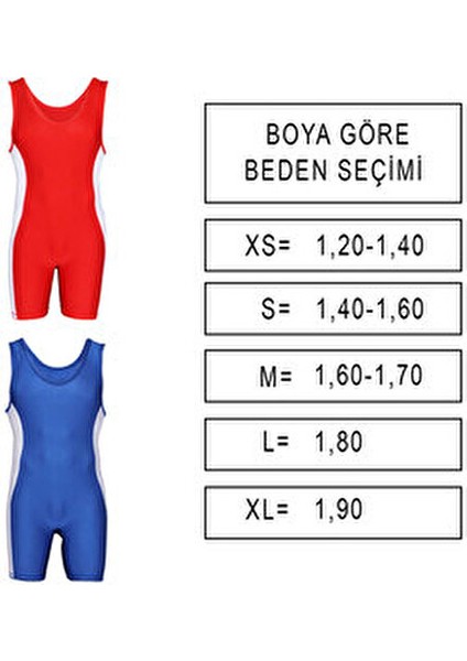 Güreş Mayosu Kırmızı ve Mavi Renkli Nefes Alabilir Kumaş ile Yüksek Konforlu XS-XL modelleri