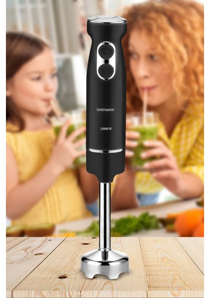 4 Bıçaklı Paslanmaz Çelik Turbo El Blender, Ayarlanabilir Hız, Siyah