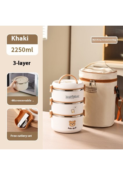 Yalıtımlı Çok Katmanlı Kapaklı Yuvarlak Bento Kutusu (Yurt Dışından)