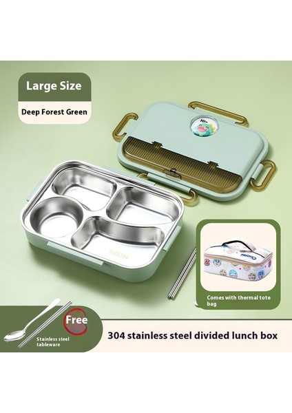 Karikatür Kare Öğrenci Paslanmaz Çelik Yalıtımlı Beslenme Çantası (Yurt Dışından)