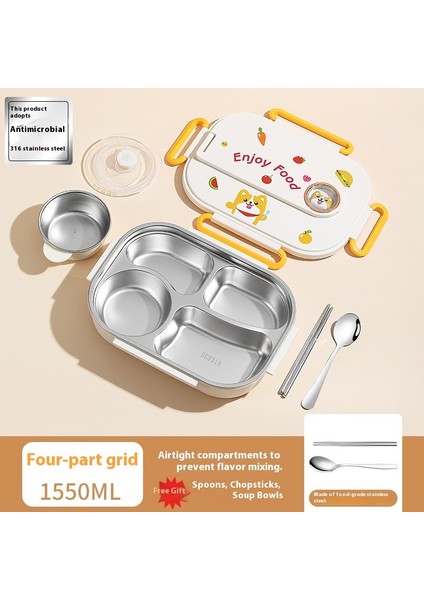 Öğrenci Bölmeli Yemek Tepsisi 316 Paslanmaz Çelik Büyük Kapasiteli Yalıtımlı Yemek Kutusu (Yurt Dışından)