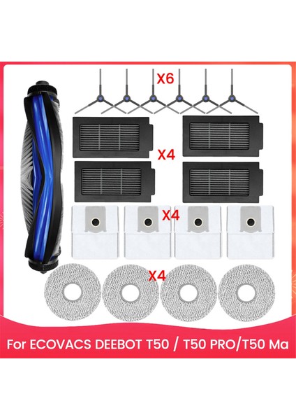 Ecovacs Deebot T50 Serisi T50 PRO/T50 Max Elektrikli Süpürge ve Paspas Aksesuar Seti Için T50 Yedek Parçaları (Yurt Dışından)