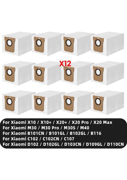 Xiaomi Robot Süpürge X10 / X10+ / X20+ / X20 Pro / X20 Max / M30 / M30 Pro / M30S / M40 / B116 / C102CN Için Toz Torbaları (Yurt Dışından)