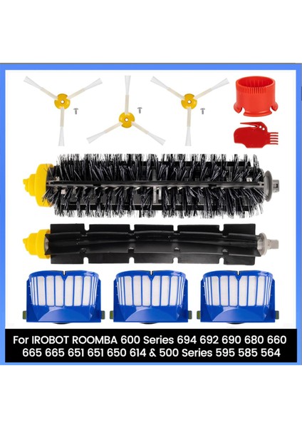 Irobot Roomba 600 Serisi 694, 692, 690, 695, 680, 660, 665 ve 500 Serisi 595, 585 Elektrikli Süpürge Ataşmanları Için Ana Yan Fırça Filtreleri (Yurt Dışından)