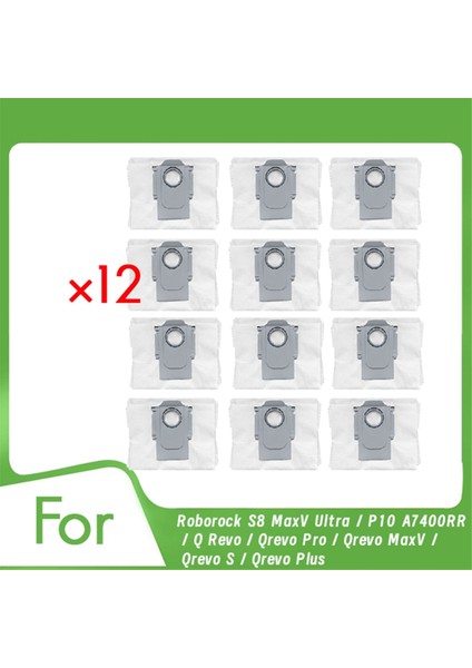 Roborock S8 Maxv Ultra / P10 A7400RR / Q Revo / Qrevo Pro / Qrevo Maxv / Qrevo S / Qrevo Plus Robot Için 12 Adet Toz Torbası (Yurt Dışından)