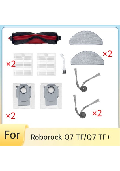 Roborock Q7 Tf/q7 Tf+ Süpürge Robotu Aksesuarları Için 10 Adet Silindir Yan Fırça Hepa Filtre Paspas Pedi Toz Torbası (Yurt Dışından) fiyatları