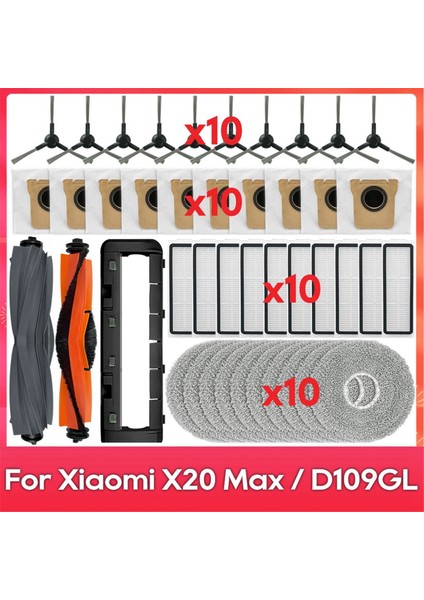 Xiaomi Robot Süpürge X20 Max / D109GL Ana Fırça Yan Fırça Hepa Filtre Paspas Bezi Toz Torbaları Aksesuarları Parçaları (Yurt Dışından)