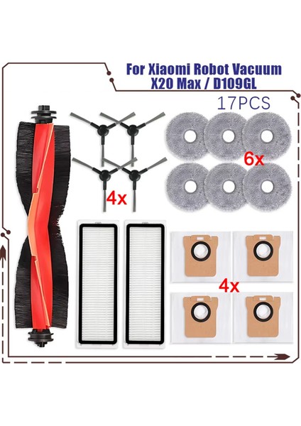 Xiaomi Robot Süpürge X20 Max / D109GL Parça Aksesuarları Ana Fırça Yan Fırça Filtre Paspas Bezi Toz Torbası Değişimi (Yurt Dışından)