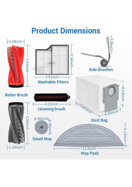 Roborock Saros 10 / S9 Maxv Ultra Robot Süpürge Aksesuarları Yedek Parçaları Ana Fırçalar Paspas Bezleri Filtreler Toz Torbaları (Yurt Dışından) modelleri